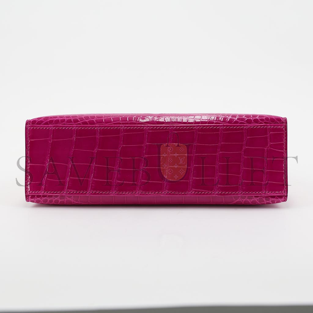 H**mes master kelly mini shiny crocodile leather gold buckle (22*14*7cm)